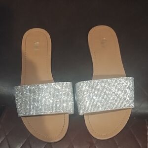 SHELA Sparkling Silver Slide Sandals